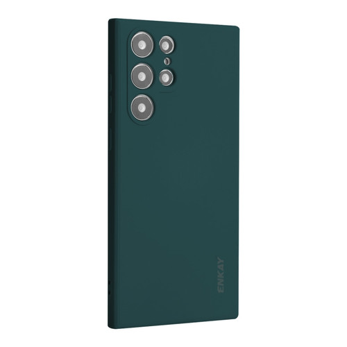 Samsung Galaxy S24 Ultra 5G ENKAY Liquid Silicone Soft Shockproof Phone Case - Dark Green