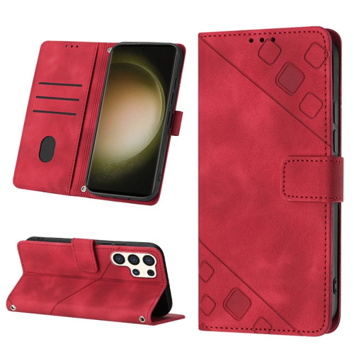 Samsung Galaxy S24 Ultra 5G Skin-feel Embossed Leather Phone Case - Red