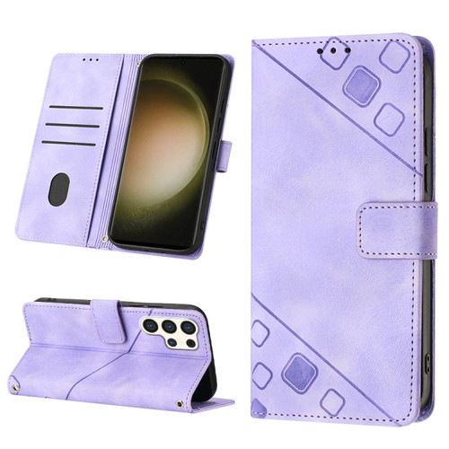 Samsung Galaxy S24 Ultra 5G Skin-feel Embossed Leather Phone Case - Light Purple