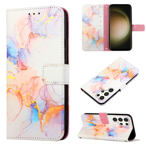 Samsung Galaxy S24 Ultra 5G PT003 Marble Pattern Flip Leather Phone Case - Galaxy Marble White