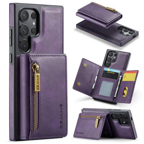 Samsung Galaxy S24 Ultra 5G DG.MING M5 Series Zip RFID Multi Card Detachable Leather Phone Case - Purple