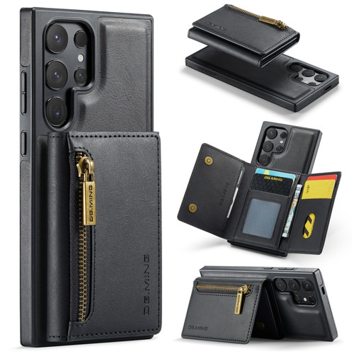 Samsung Galaxy S24 Ultra 5G DG.MING M5 Series Zip RFID Multi Card Detachable Leather Phone Case - Black