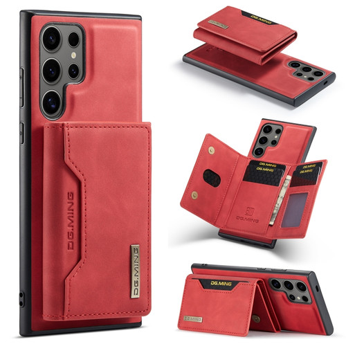 Samsung Galaxy S24 Ultra 5G DG.MING M2 Series 3-Fold Multi Card Bag + Magnetic Phone Case - Red