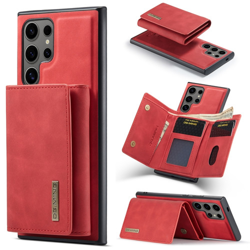 Samsung Galaxy S24 Ultra 5G DG.MING M1 Series 3-Fold Multi Card Wallet + Magnetic Phone Case - Red