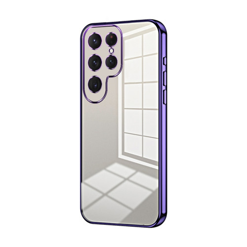 Samsung Galaxy S24 Ultra 5G Transparent Plating Fine Hole Phone Case - Purple