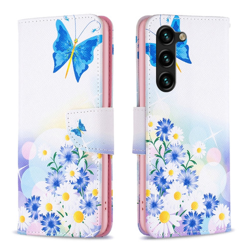 Samsung Galaxy S24+ 5G Colored Drawing Pattern Leather Phone Case - Butterfly Love