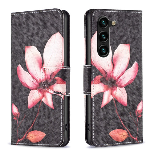 Samsung Galaxy S24+ 5G Colored Drawing Pattern Leather Phone Case - Lotus