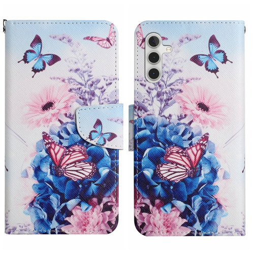 Samsung Galaxy S24+ 5G Colored Drawing Pattern Leather Phone Case - Purple Butterfly