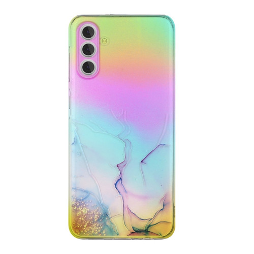 Samsung Galaxy S24+ 5G Laser Marble Pattern Clear TPU Shockproof Phone Case - Pink Samsung Galaxy S24+ 5G Laser Marble Pattern Clear TPU Shockproof Phone Case - Pink