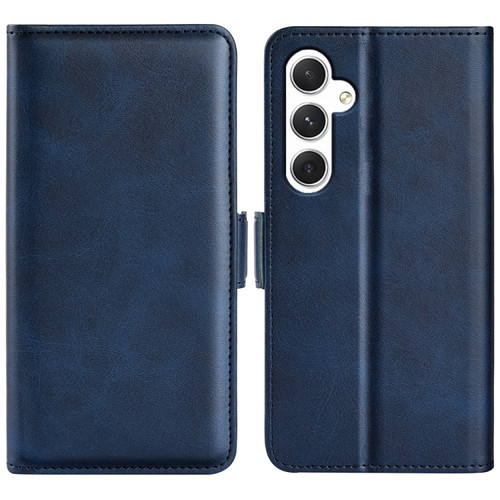 Samsung Galaxy S24+ 5G Dual-side Magnetic Buckle Horizontal Flip Leather Phone Case - Dark Blue