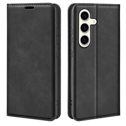 Samsung Galaxy S24+ 5G Retro-skin Magnetic Suction Leather Phone Case - Black