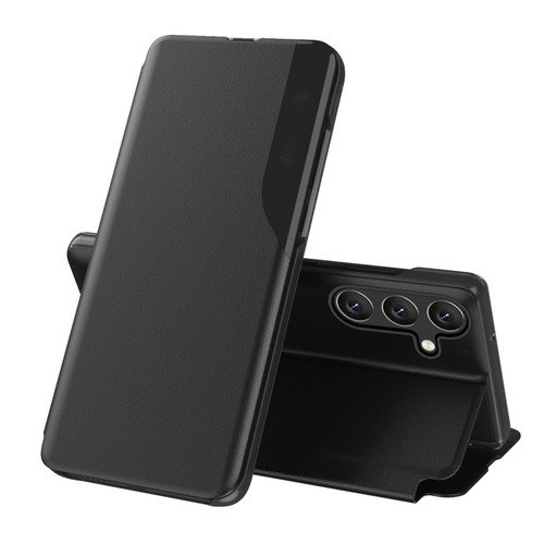 Samsung Galaxy S24+ 5G Attraction Flip Holder Leather Phone Case - Black
