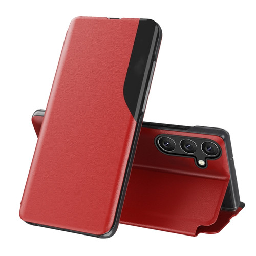 Samsung Galaxy S24+ 5G Attraction Flip Holder Leather Phone Case - Red