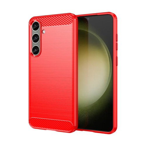 Samsung Galaxy S24+ 5G Brushed Texture Carbon Fiber TPU Phone Case - Red