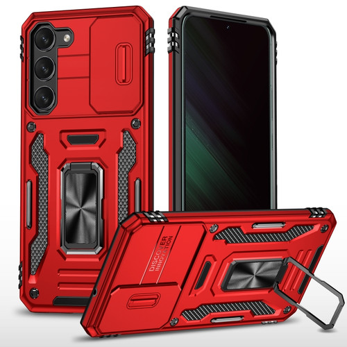 Samsung Galaxy S24+ 5G Armor PC + TPU Camera Shield Phone Case - Red