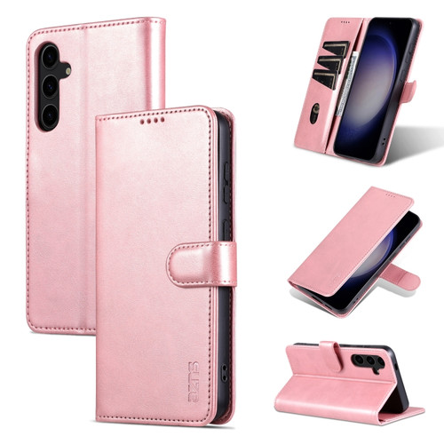 Samsung Galaxy S24+ 5G AZNS Skin Feel Calf Texture Flip Leather Phone Case - Rose Gold