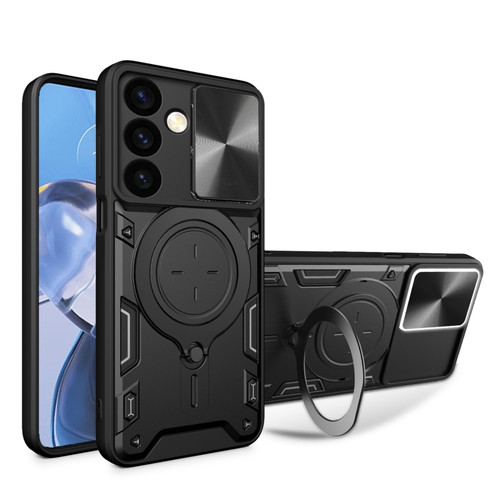 Samsung Galaxy S24+ 5G CD Texture Sliding Camshield Magnetic Holder Phone Case - Black