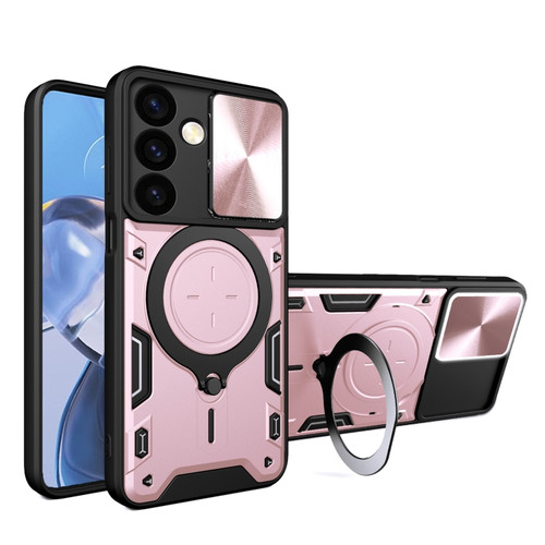 Samsung Galaxy S24+ 5G CD Texture Sliding Camshield Magnetic Holder Phone Case - Pink