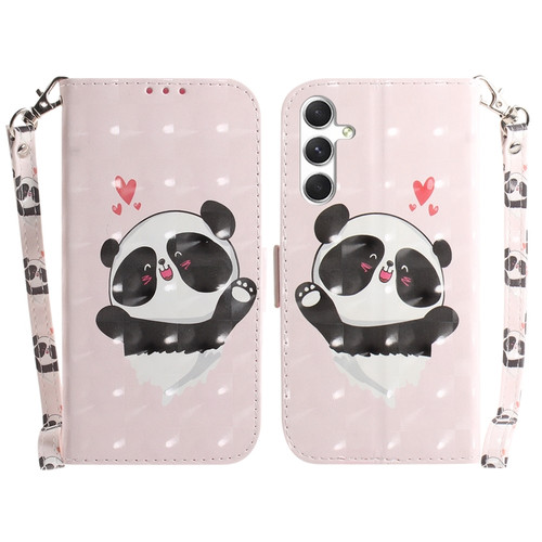 Samsung Galaxy S24+ 5G 3D Colored Horizontal Flip Leather Phone Case - Heart Panda