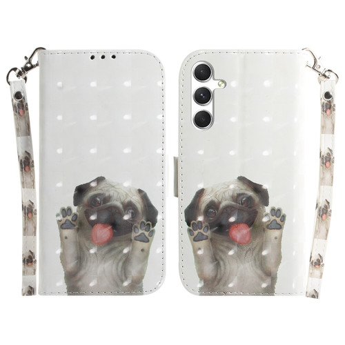 Samsung Galaxy S24+ 5G 3D Colored Horizontal Flip Leather Phone Case - Pug