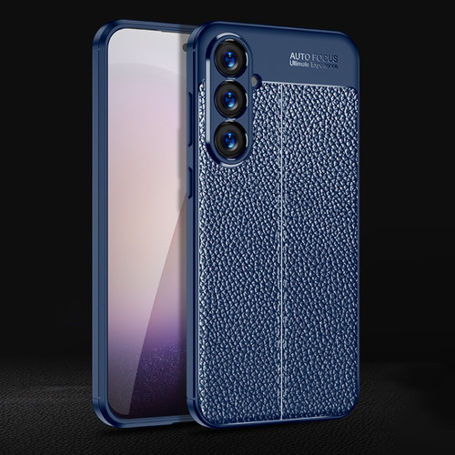 Samsung Galaxy S24+ 5G Litchi Texture Shockproof TPU Phone Case - Blue