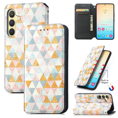 Samsung Galaxy S24+ 5G CaseNeo Colorful Magnetic Leather Phone Case - Rhombus