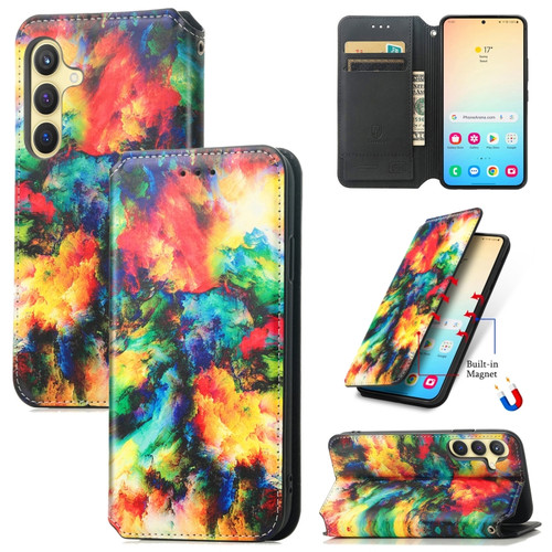 Samsung Galaxy S24+ 5G CaseNeo Colorful Magnetic Leather Phone Case - Colorful Cloud