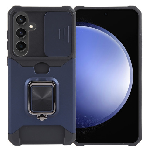 Samsung Galaxy S24+ 5G Camera Shield Card Slot PC+TPU Phone Case - Blue