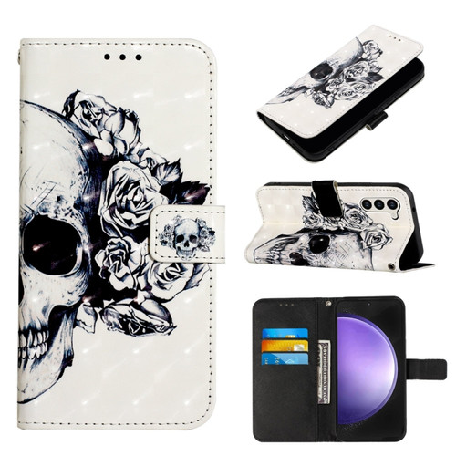 Samsung Galaxy S24+ 5G 3D Painting Horizontal Flip Leather Phone Case - Skull