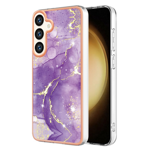 Samsung Galaxy S24+ 5G Electroplating Marble Dual-side IMD Phone Case - Purple 002