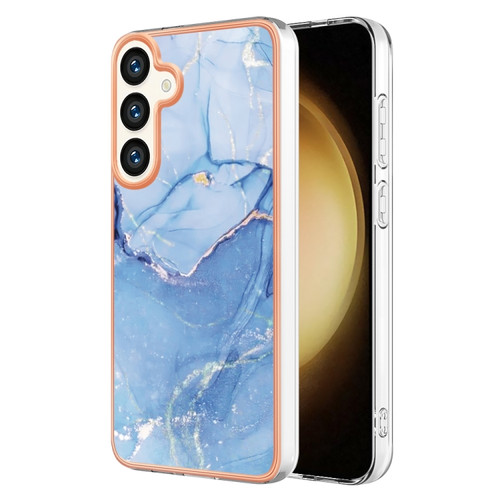 Samsung Galaxy S24+ 5G Electroplating Marble Dual-side IMD Phone Case - Blue 018