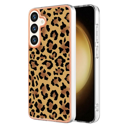 Samsung Galaxy S24+ 5G Electroplating Marble Dual-side IMD Phone Case - Leopard Print