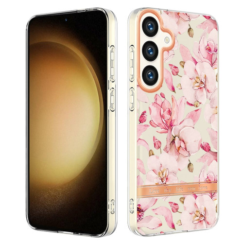 Samsung Galaxy S24+ 5G Flowers and Plants Series IMD TPU Phone Case - Pink Gardenia