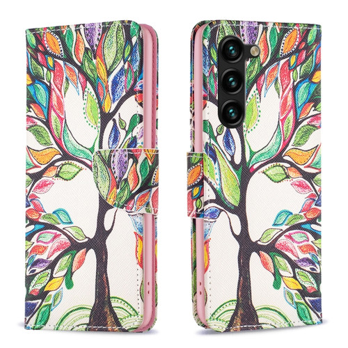 Samsung Galaxy S24+ 5G Colored Drawing Pattern Leather Phone Case - Tree Life
