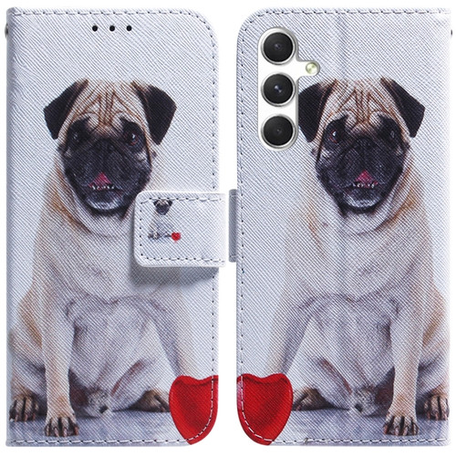 Samsung Galaxy S24+ 5G Coloured Drawing Flip Leather Phone Case - Pug