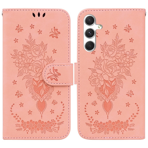 Samsung Galaxy S24+ 5G Butterfly Rose Embossed Leather Phone Case - Pink