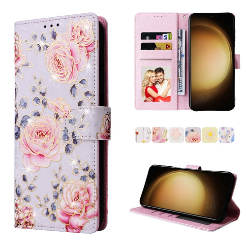 Samsung Galaxy S24+ 5G Bronzing Painting RFID Leather Case - Pastoral Rose