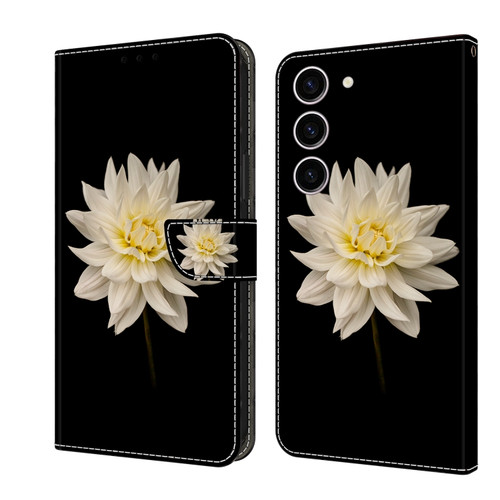 Samsung Galaxy S24+ 5G Crystal 3D Shockproof Protective Leather Phone Case - White Flower