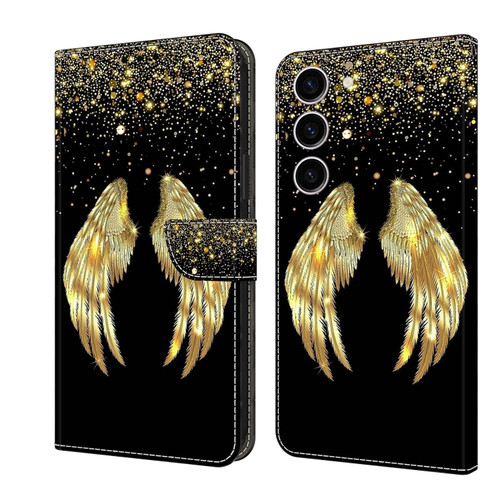 Samsung Galaxy S24+ 5G Crystal 3D Shockproof Protective Leather Phone Case - Golden Wings