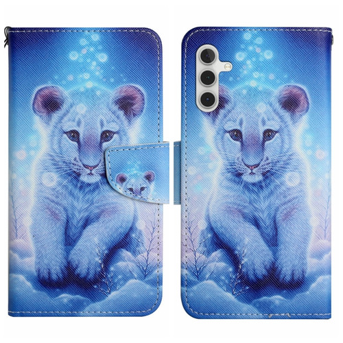 Samsung Galaxy S24+ 5G Colored Drawing Pattern Leather Phone Case - Little Leopard