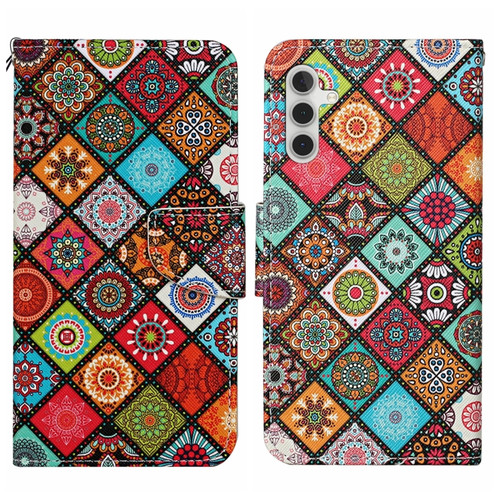 Samsung Galaxy S24+ 5G Colored Drawing Pattern Leather Phone Case - Ethnic Style