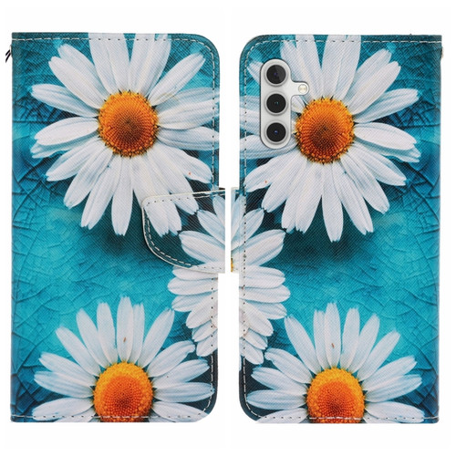 Samsung Galaxy S24+ 5G Colored Drawing Pattern Leather Phone Case - Daisy