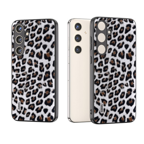 Samsung Galaxy S24+ 5G ABEEL Black Edge Leopard Phone Case - Silver Leopard