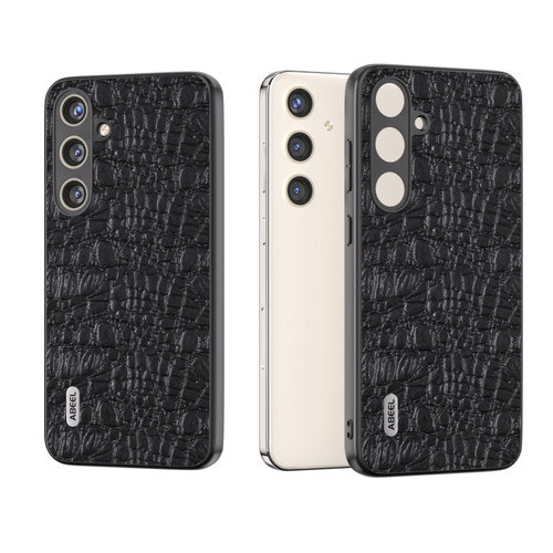 Samsung Galaxy S24+ 5G ABEEL Genuine Leather Sky Series Phone Case with Holder - Black