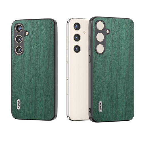 Samsung Galaxy S24+ 5G ABEEL Wood Texture PU Phone Case - Green