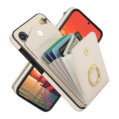 Samsung Galaxy S24+ 5G Ring Holder RFID Card Slot Phone Case - Beige