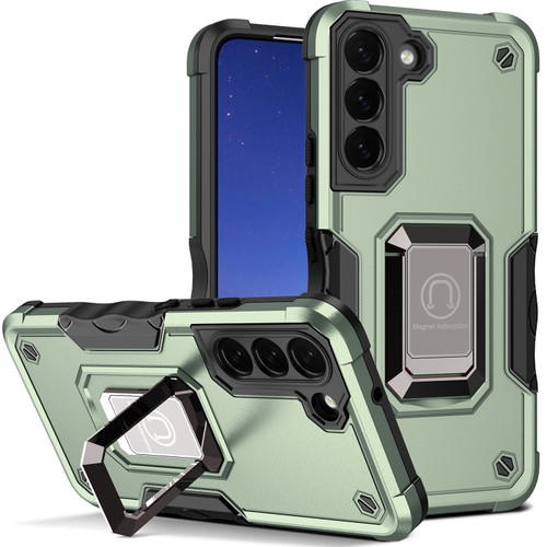 Samsung Galaxy S24+ 5G Non-slip Shockproof Armor Phone Case with Ring Holder - Green