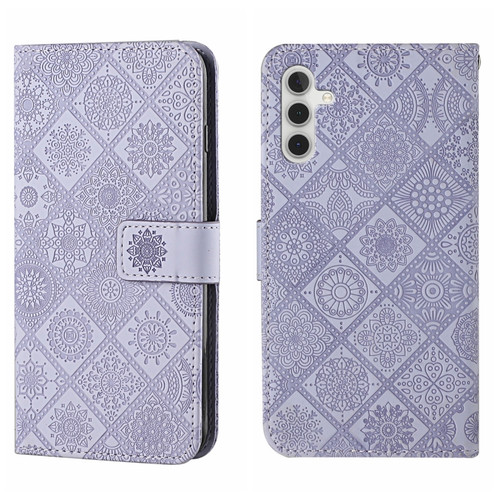 Samsung Galaxy S24+ 5G Ethnic Style Embossed Pattern Leather Phone Case - Purple
