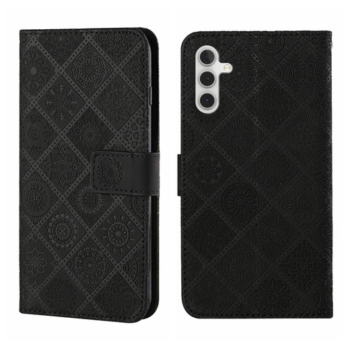 Samsung Galaxy S24+ 5G Ethnic Style Embossed Pattern Leather Phone Case - Black