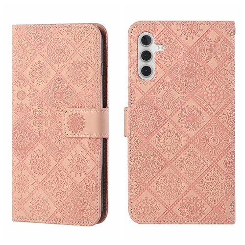 Samsung Galaxy S24+ 5G Ethnic Style Embossed Pattern Leather Phone Case - Pink